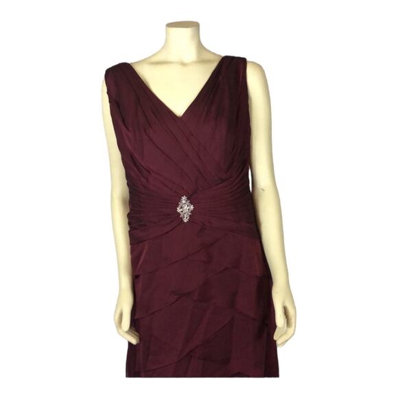 JADE BY JASMINE J9914Tiered sleevless maxi dress in cranberry size 18 - Picture 4 of 12